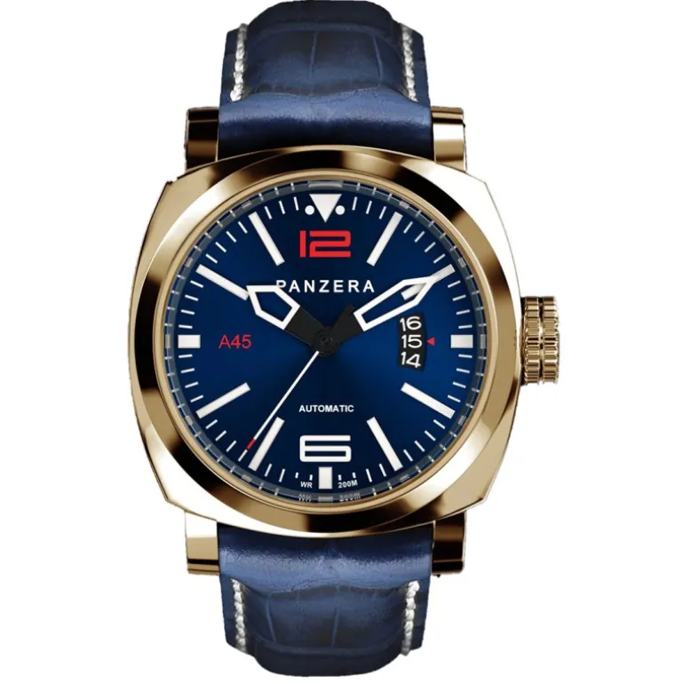 Aquamarine 45 - Gold Blue Leather