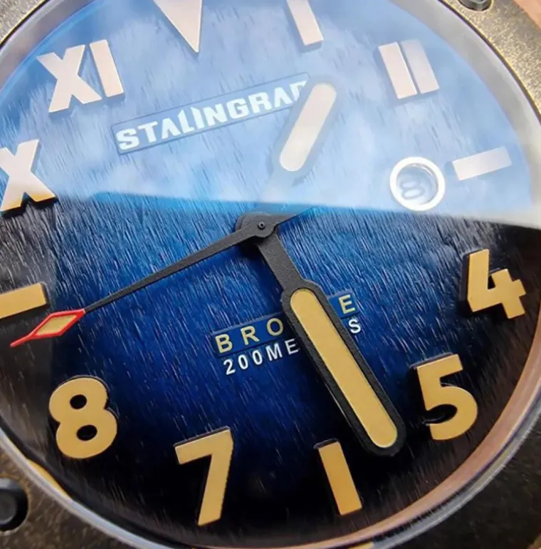 Bronze Defender 200M Deep Blue Dial Black Leather Strap