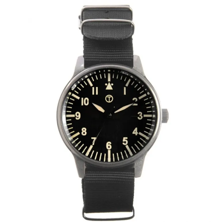 Classic 44mm XL Retro Design Military Watch with 12 Hour Dial Format
