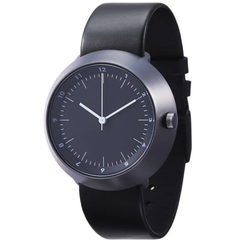 Fuji Gunmetal Black Leather