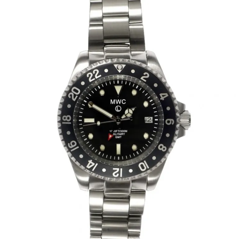 GMT Dual Timezone Military Watch in Steel (Bracelet)