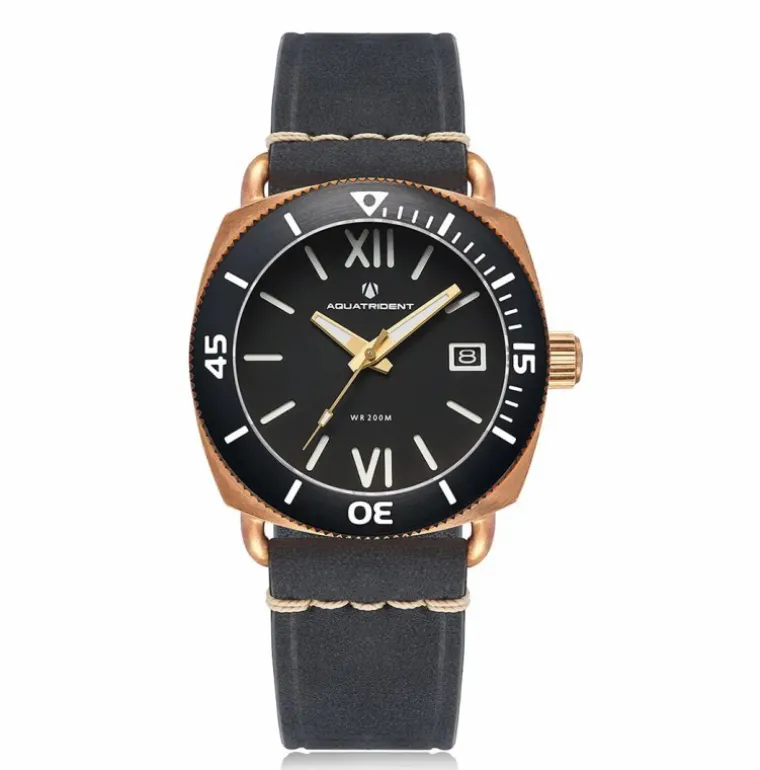jaws_bronze_watch_roman_d_2.webp JAWS Bronze Watch Roman Dial Black Silicon & Genuine Leather Strap 40mm