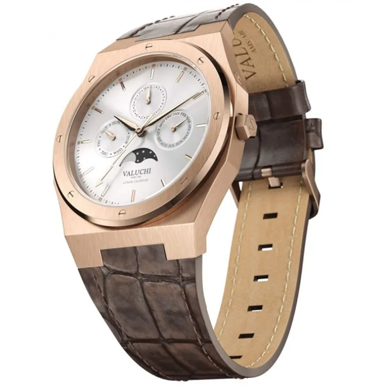 Lunar Calendar - Rose Gold White Leather