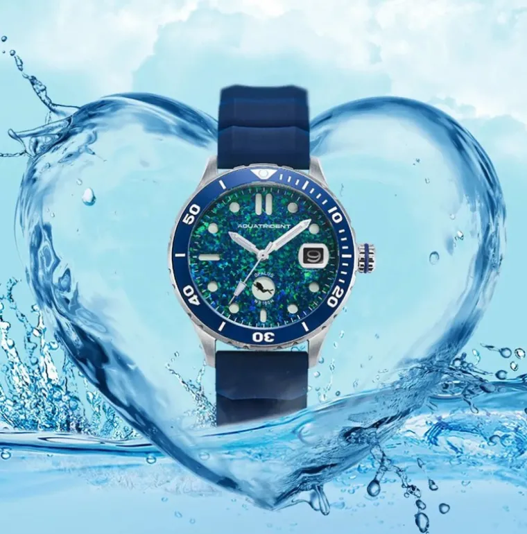 ocean_watch_deep_blue_opa_6.webp Ocean Watch Deep Blue Opal Dial Blue Silicon Strap 36mm