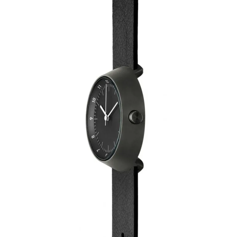 Fuji Gunmetal Black Leather